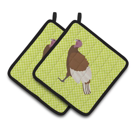 Carolines Treasures Bourbon Red Turkey Hen Green Pair of Pot Holders BB7808PTHD